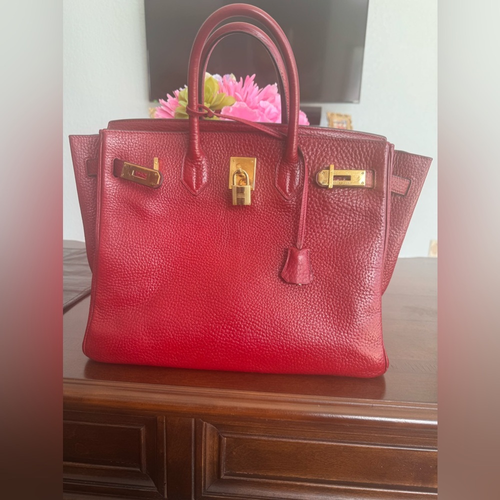 Hermes Haute a Courroies size 32cm - RED REPAINTED